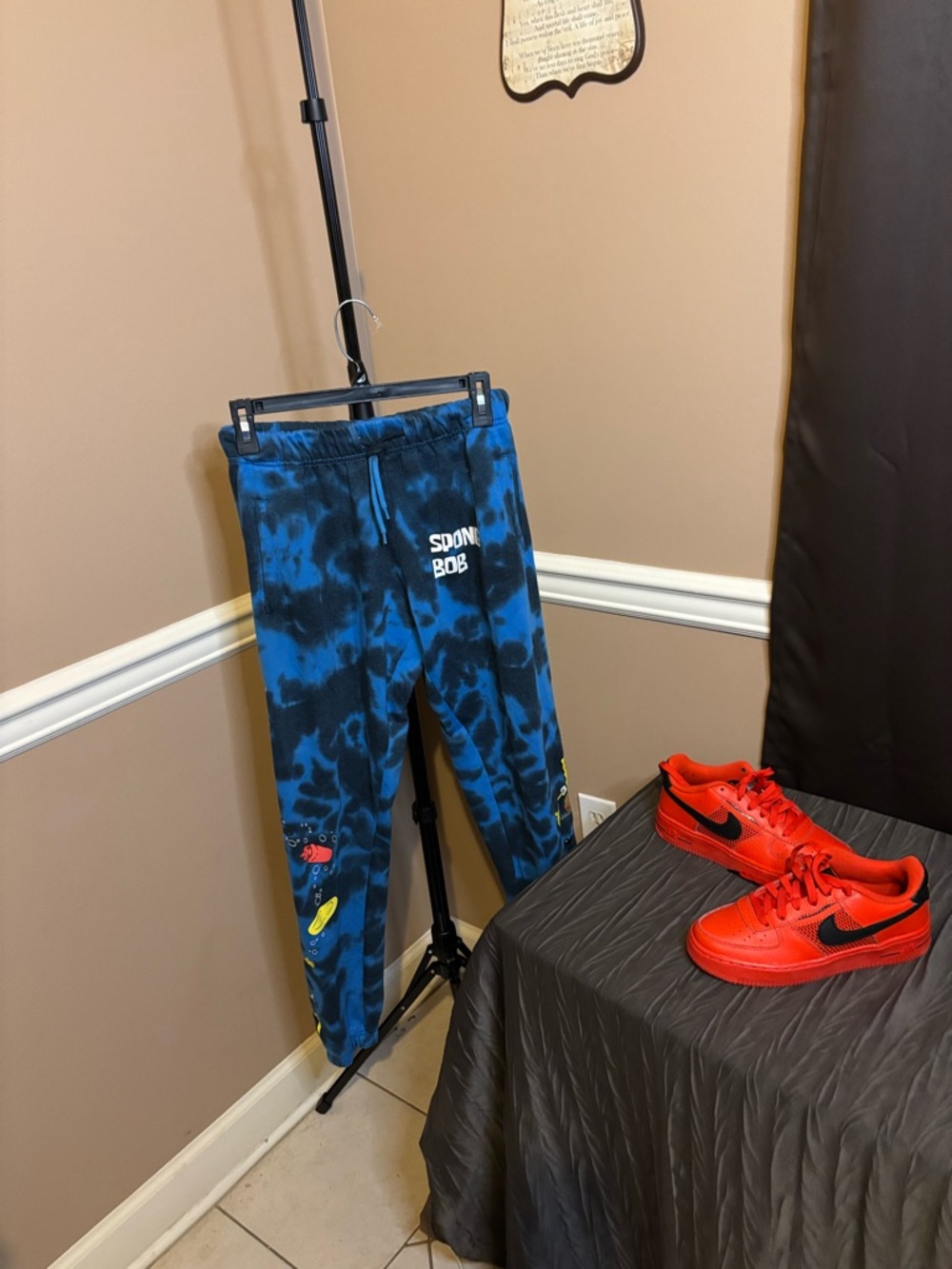 Nickelodeon Black and Blue Tie-Dye Joggers with Character Patches